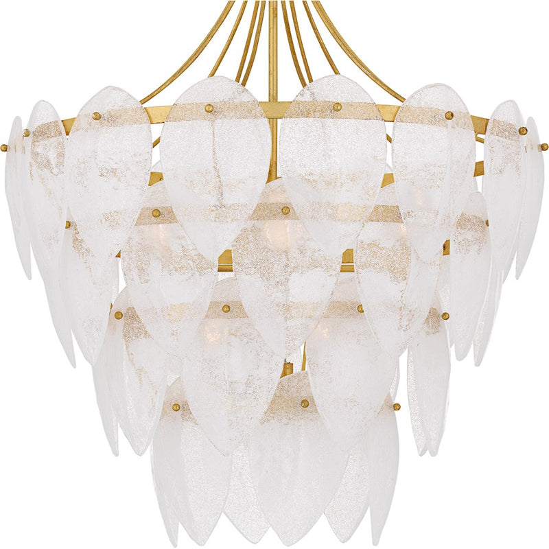 Quoizel Lilestone 7Light Pendant, Gold Leaf/Clear Seedy Glass