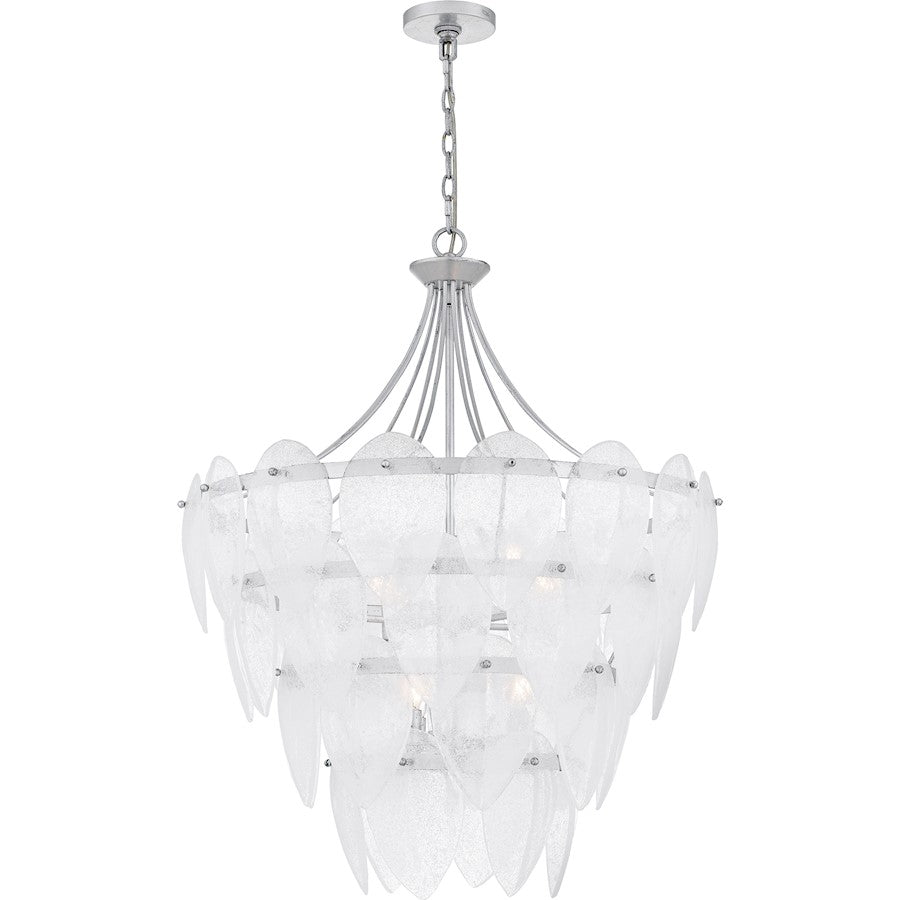 Quoizel Lilestone 7Light Pendant, Silver Leaf/Clear Seedy Glass - QP6766SL