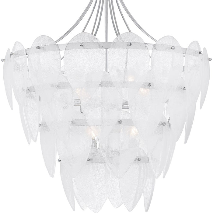 Quoizel Lilestone 7Light Pendant, Silver Leaf/Clear Seedy Glass