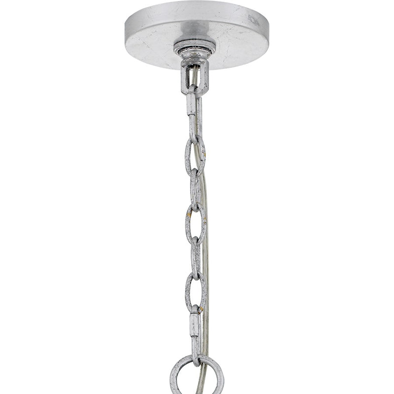 Quoizel Lilestone 7Light Pendant, Silver Leaf/Clear Seedy Glass