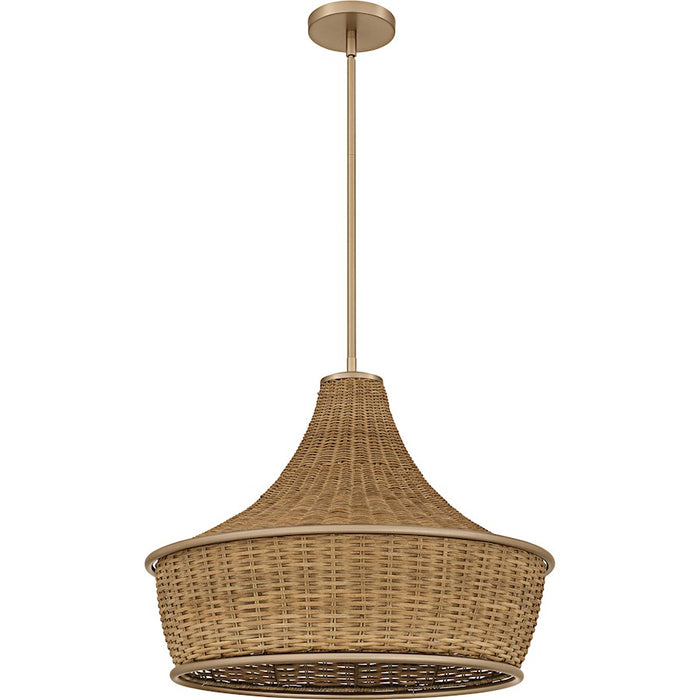 Quoizel Solebay 3Light Pendant, Bronze Gold/Rattan