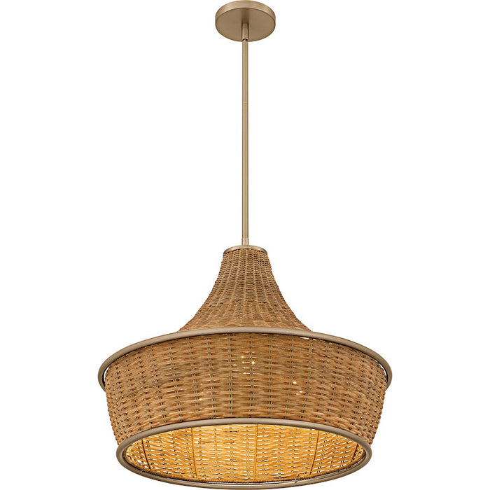 Quoizel Solebay 3Light Pendant, Bronze Gold/Rattan