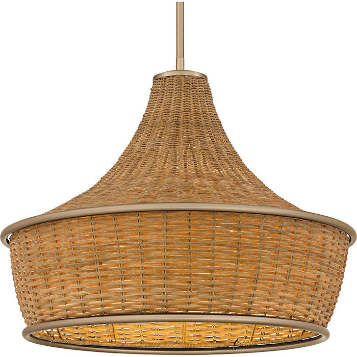 Quoizel Solebay 3Light Pendant, Bronze Gold/Rattan