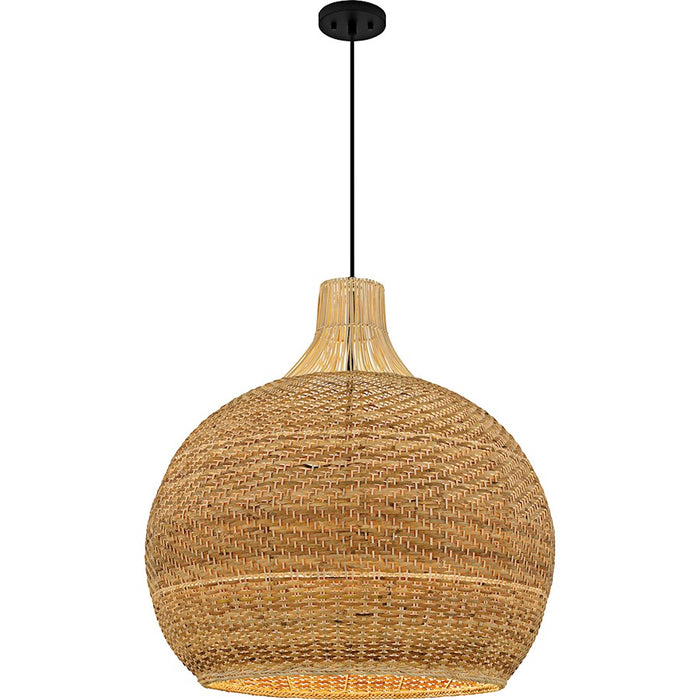 Quoizel Sycamore 4Light Pendant, Matte Black/Rattan - QP6796MBK