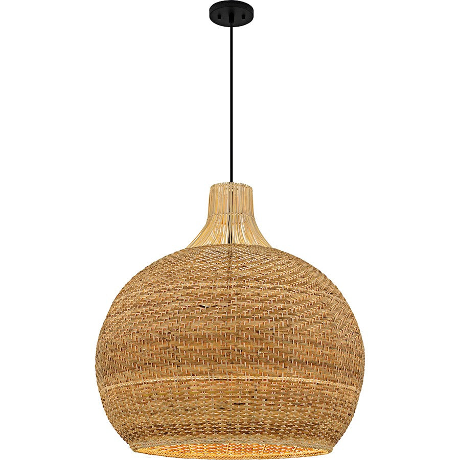 Quoizel Sycamore 4Light Pendant, Matte Black/Rattan - QP6796MBK