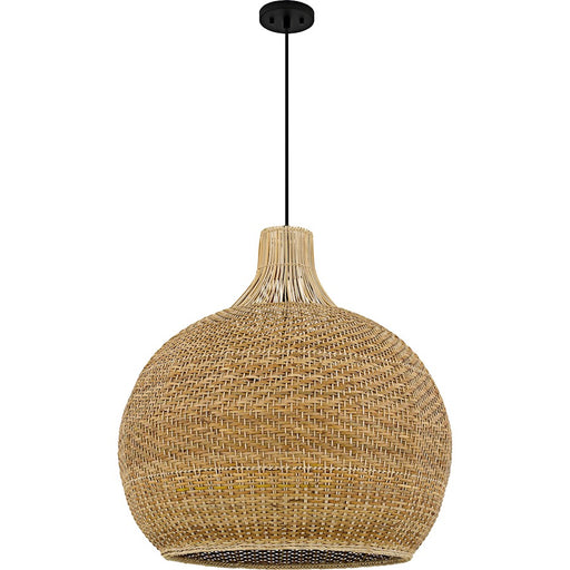 Quoizel Sycamore 4Light Pendant, Matte Black/Rattan