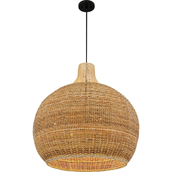 Quoizel Sycamore 4Light Pendant, Matte Black/Rattan