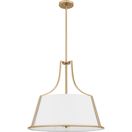 Quoizel Harte 5Light Pendant, Bronze Gold/White Fabric