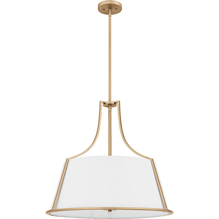 Quoizel Harte 5Light Pendant, Bronze Gold/White Fabric