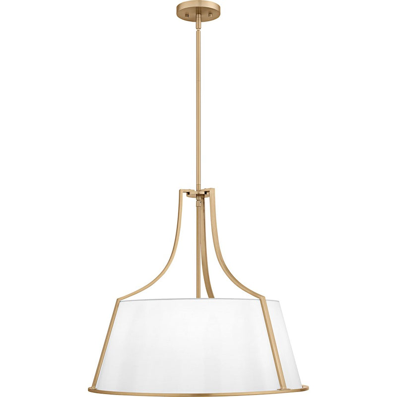 Quoizel Harte 5Light Pendant, Bronze Gold/White Fabric