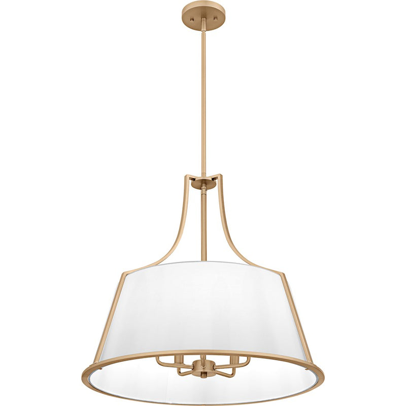 Quoizel Harte 5Light Pendant, Bronze Gold/White Fabric