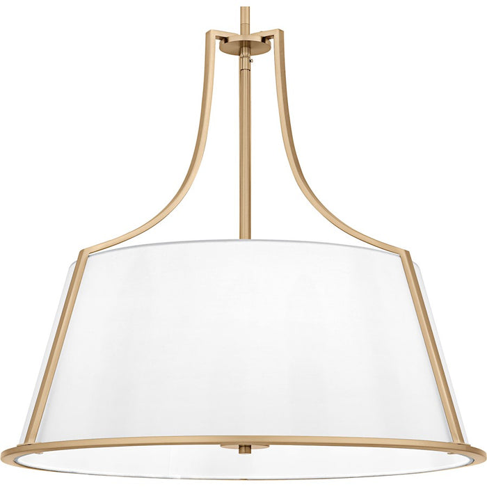 Quoizel Harte 5Light Pendant, Bronze Gold/White Fabric