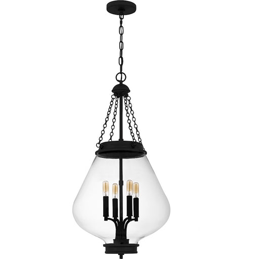 Quoizel Wallace 4Light Pendant, Matte Black/Clear Glass