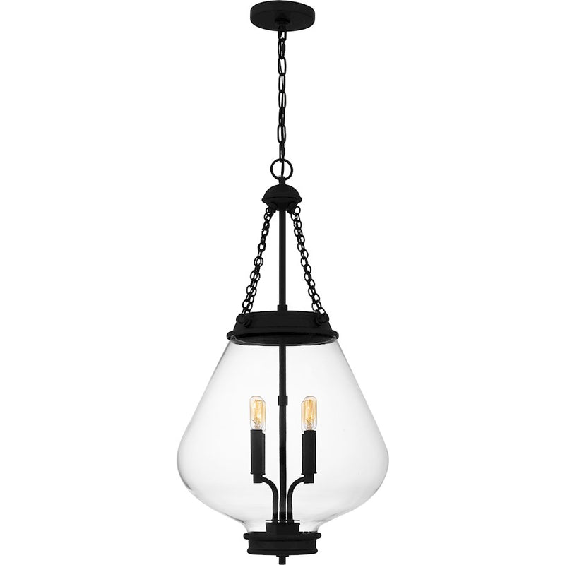 Quoizel Wallace 4Light Pendant, Matte Black/Clear Glass