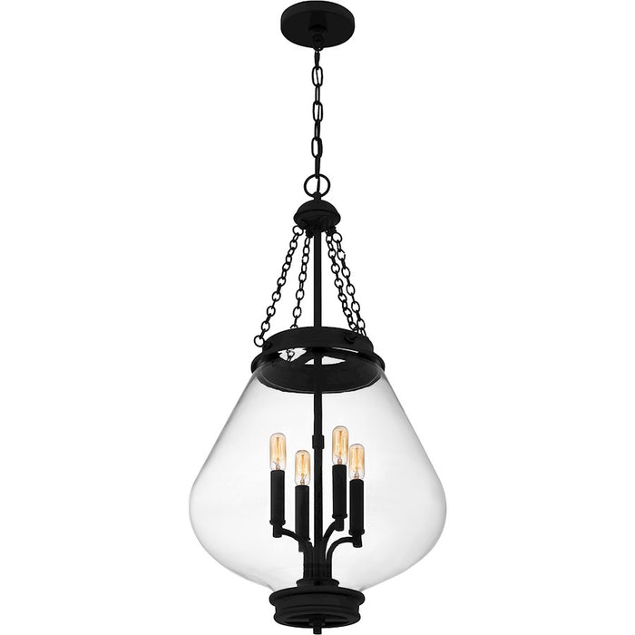 Quoizel Wallace 4Light Pendant, Matte Black/Clear Glass