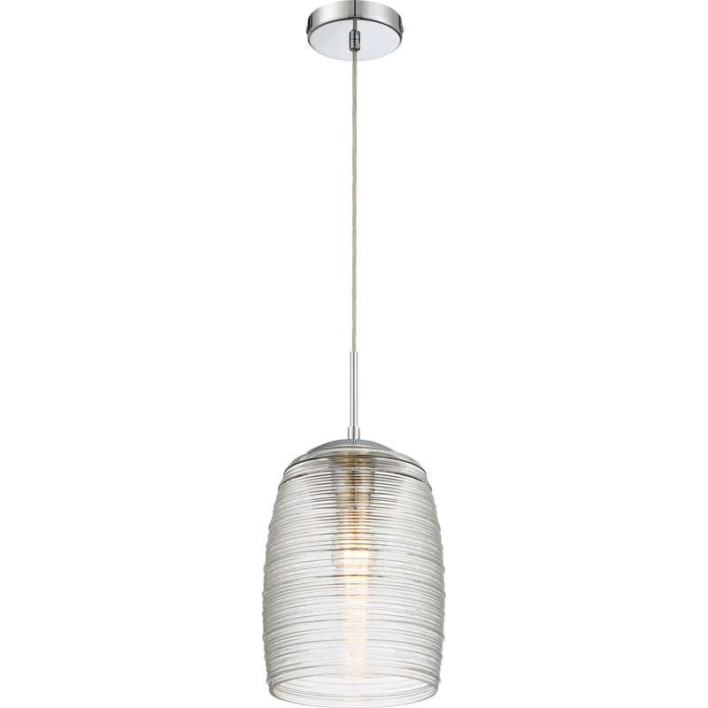 Quoizel Rebound 9in 1-Light Mini Pendant | Modern Polished Chrome and Clear Spun Glass | Kitchen Island & Bar | 9 x 9 x 16.5 in | Model QPP2784C