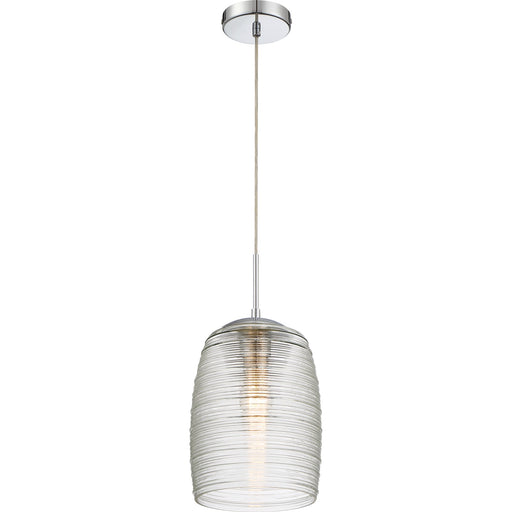 Quoizel Rebound 9in 1-Light Mini Pendant | Modern Polished Chrome and Clear Spun Glass | Kitchen Island & Bar | 9 x 9 x 16.5 in | Model QPP2784C