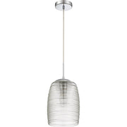 Quoizel Rebound 9in 1-Light Mini Pendant | Modern Polished Chrome and Clear Spun Glass | Kitchen Island & Bar | 9 x 9 x 16.5 in | Model QPP2784C