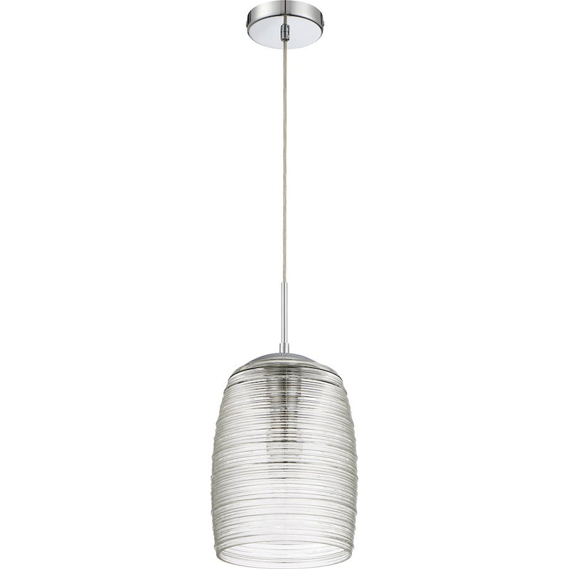 Quoizel Rebound 9in 1-Light Mini Pendant | Modern Polished Chrome and Clear Spun Glass | Kitchen Island & Bar | 9 x 9 x 16.5 in | Model QPP2784C