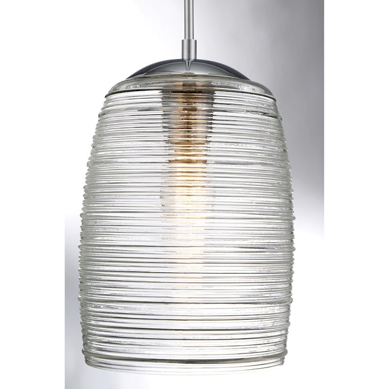Quoizel Rebound 9in 1-Light Mini Pendant | Modern Polished Chrome and Clear Spun Glass | Kitchen Island & Bar | 9 x 9 x 16.5 in | Model QPP2784C