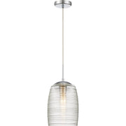 Quoizel Rebound 9in 1-Light Mini Pendant | Modern Polished Chrome and Clear Spun Glass | Kitchen Island & Bar | 9 x 9 x 16.5 in | Model QPP2784C