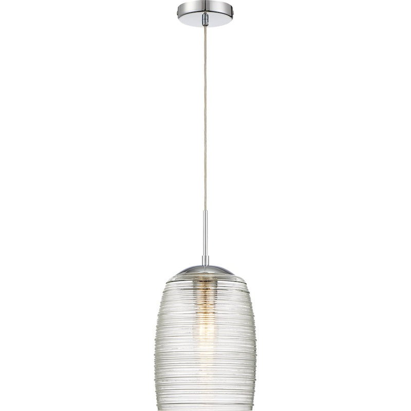 Quoizel Rebound 9in 1-Light Mini Pendant | Modern Polished Chrome and Clear Spun Glass | Kitchen Island & Bar | 9 x 9 x 16.5 in | Model QPP2784C