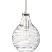 Quoizel Genie 8.75in 1-Light Mini Pendant | Coastal Brushed Nickel and Clear Swirl Glass | Kitchen Island & Bar | Model QPP4019BN