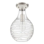 Quoizel Genie 8.75in 1-Light Mini Pendant | Coastal Brushed Nickel and Clear Swirl Glass | Kitchen Island & Bar | Model QPP4019BN