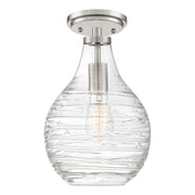Quoizel Genie 8.75in 1-Light Mini Pendant | Coastal Brushed Nickel and Clear Swirl Glass | Kitchen Island & Bar | Model QPP4019BN