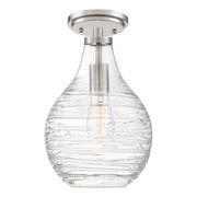 Quoizel Genie 8.75in 1-Light Mini Pendant | Coastal Brushed Nickel and Clear Swirl Glass | Kitchen Island & Bar | Model QPP4019BN