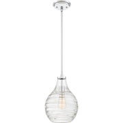 Quoizel Genie 9in 1-Light Mini Pendant | Coastal Polished Chrome and Clear Swirl Glass | Kitchen Island & Dining Room | Model QPP4019C