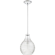 Quoizel Genie 9in 1-Light Mini Pendant | Coastal Polished Chrome and Clear Swirl Glass | Kitchen Island & Dining Room | Model QPP4019C