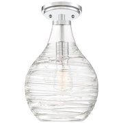 Quoizel Genie 9in 1-Light Mini Pendant | Coastal Polished Chrome and Clear Swirl Glass | Kitchen Island & Dining Room | Model QPP4019C
