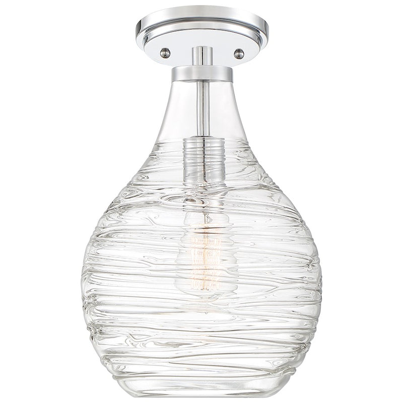 Quoizel Genie 9in 1-Light Mini Pendant | Coastal Polished Chrome and Clear Swirl Glass | Kitchen Island & Dining Room | Model QPP4019C