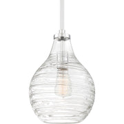 Quoizel Genie 9in 1-Light Mini Pendant | Coastal Polished Chrome and Clear Swirl Glass | Kitchen Island & Dining Room | Model QPP4019C