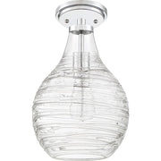 Quoizel Genie 9in 1-Light Mini Pendant | Coastal Polished Chrome and Clear Swirl Glass | Kitchen Island & Dining Room | Model QPP4019C