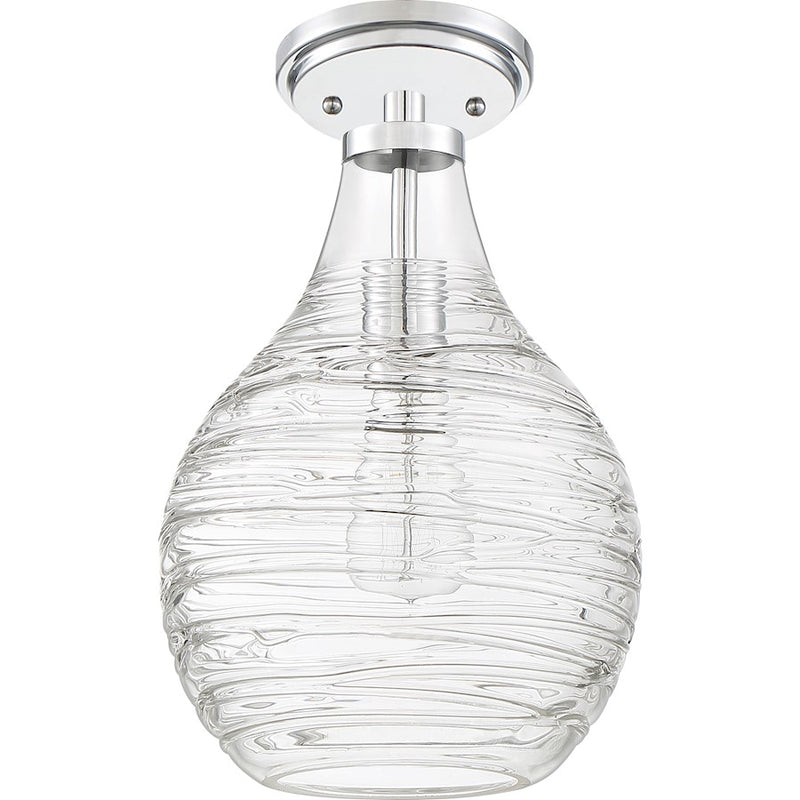 Quoizel Genie 9in 1-Light Mini Pendant | Coastal Polished Chrome and Clear Swirl Glass | Kitchen Island & Dining Room | Model QPP4019C