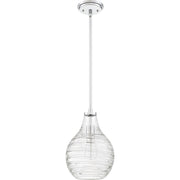 Quoizel Genie 9in 1-Light Mini Pendant | Coastal Polished Chrome and Clear Swirl Glass | Kitchen Island & Dining Room | Model QPP4019C