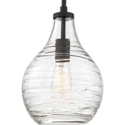 Quoizel Genie 9in 1-Light Mini Pendant | Coastal Old Bronze and Clear Swirl Glass | Kitchen Island & Dining Room | Model QPP4019OZ