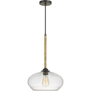 Quoizel Merino 13in 1-Light Pendant | Rustic Tarnished Bronze and Clear Glass | Kitchen Island & Dining Room | Model QPP4033TK