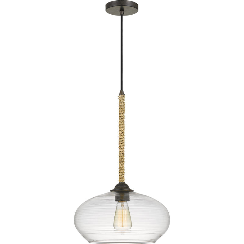 Quoizel Merino 13in 1-Light Pendant | Rustic Tarnished Bronze and Clear Glass | Kitchen Island & Dining Room | Model QPP4033TK