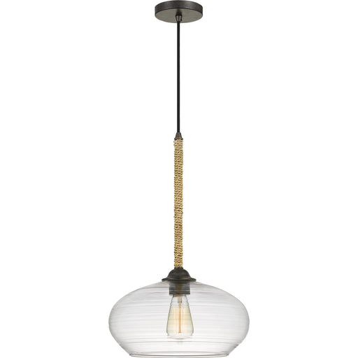 Quoizel Merino 13in 1-Light Pendant | Rustic Tarnished Bronze and Clear Glass | Kitchen Island & Dining Room | Model QPP4033TK