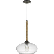 Quoizel Merino 13in 1-Light Pendant | Rustic Tarnished Bronze and Clear Glass | Kitchen Island & Dining Room | Model QPP4033TK