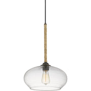 Quoizel Merino 13in 1-Light Pendant | Rustic Tarnished Bronze and Clear Glass | Kitchen Island & Dining Room | Model QPP4033TK