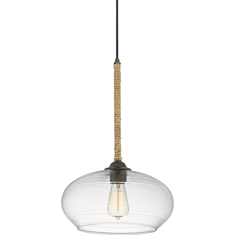 Quoizel Merino 13in 1-Light Pendant | Rustic Tarnished Bronze and Clear Glass | Kitchen Island & Dining Room | Model QPP4033TK