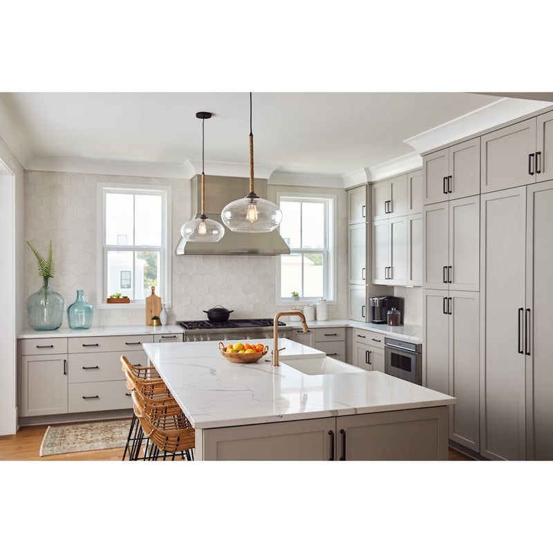 Quoizel Merino 13in 1-Light Pendant | Rustic Tarnished Bronze and Clear Glass | Kitchen Island & Dining Room | Model QPP4033TK