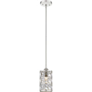Quoizel Oliver 5in 1-Light Mini Pendant | Glam Polished Nickel and Clear Crystal Glass | Kitchen Island & Dining Room | Model QPP4046PK