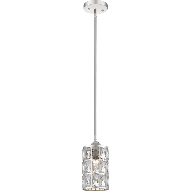 Quoizel Oliver 5in 1-Light Mini Pendant | Glam Polished Nickel and Clear Crystal Glass | Kitchen Island & Dining Room | Model QPP4046PK