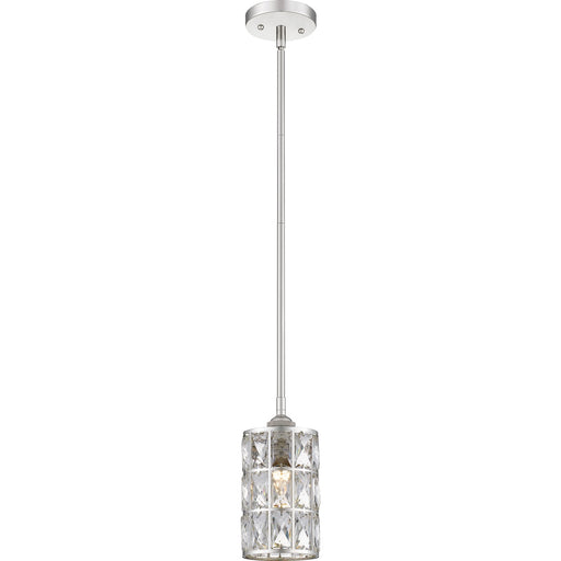 Quoizel Oliver 5in 1-Light Mini Pendant | Glam Polished Nickel and Clear Crystal Glass | Kitchen Island & Dining Room | Model QPP4046PK