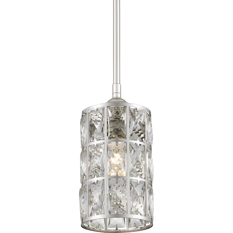 Quoizel Oliver 5in 1-Light Mini Pendant | Glam Polished Nickel and Clear Crystal Glass | Kitchen Island & Dining Room | Model QPP4046PK